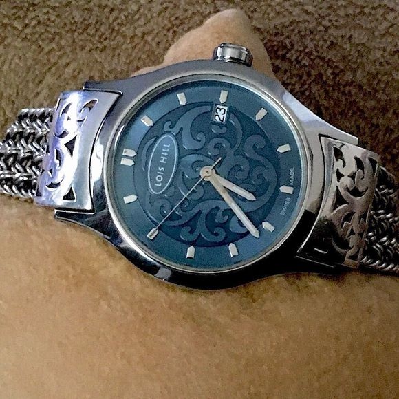 LOIS HILL Watch Sterling Silver Thai Weave Bracelet Blue Face Watch - Picture 13 of 13